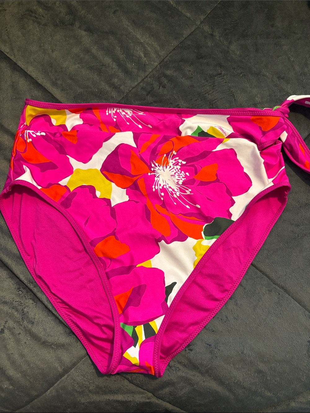 Trina Turk High-Waist Floral Bikini Bottom in Hot Pink Size 16